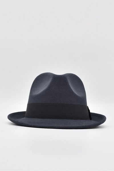 Külah Men's Anthracite Fedora Hat Cowboy Panama Cap
