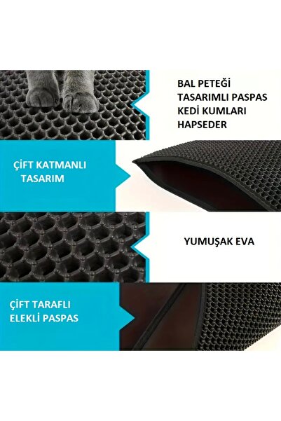 Genel Markalar Elekli Kedi Kumu Paspası Büyük Boy 115x72 Cm Çift Taraflı Su Geçirmez Malzeme
