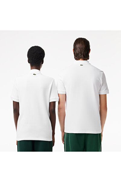 Lacoste Signature Unisex Regular Fit Baskılı Beyaz Polo