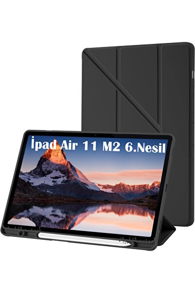 m.tk moveteck İpad Air 11inç M2 2024 Kılıf Kalem Bölmeli Şarj Yuvalı Katlanab...