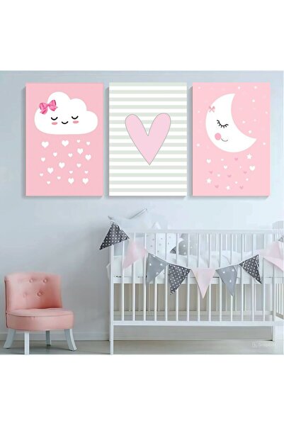 icase Moon Cloud Heart Pictură pentru camera copiilor Urs Tigru Elefant Vulpe...