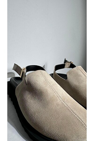 Eataly Shoes Παντόφλες Rita Beige από γνήσιο δέρμα Sabo