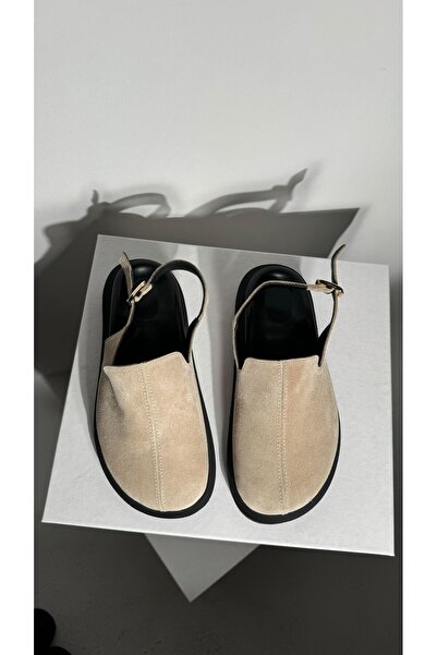 Eataly Shoes Παντόφλες Rita Beige από γνήσιο δέρμα Sabo