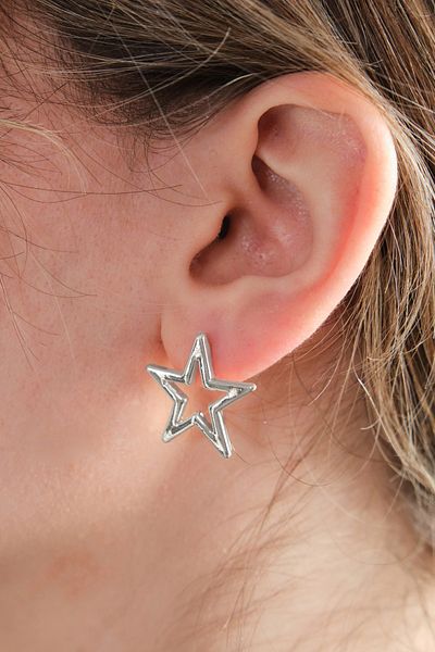 AURRARİ Silver Thin Star Earrings