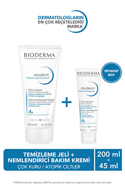 Bioderma Atoderm Çok Kuru Atopi Eğilimli Cilt Onarıcı Temizleme Jeli & Seyahat Boy Nemlendiricili Bakım Seti