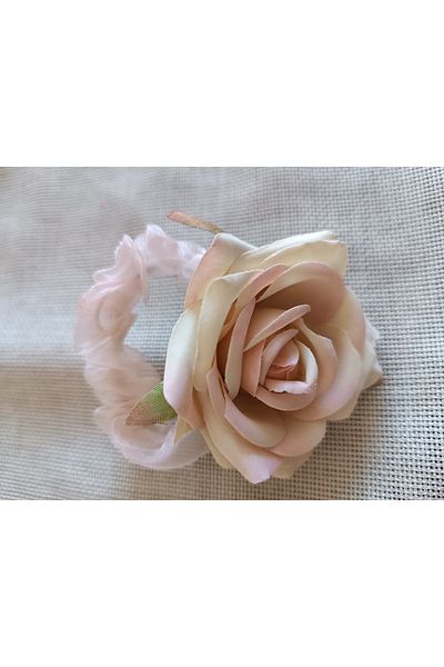 Efna Store Rose Figured Satin Fabric Bagel Buckle