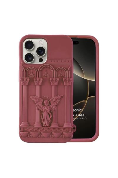 Microsonic Apple iPhone 16 Pro Kılıf Praying Angel Bordo