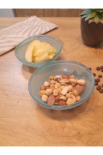 Zuzu Set of 2 Organic Colorful Gingham Patterned Sauce Bottles and Nuts