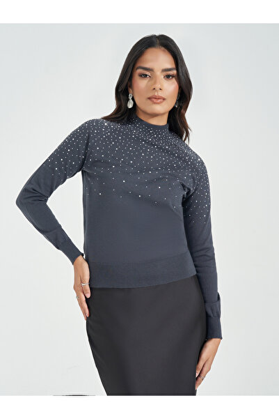 Styli Embellished Detail High Neck Sweater