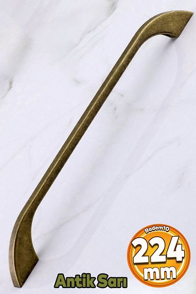 Badem10 Meriç 224 mm - 22,4 cm Mobilier din metal galben antic, dulap de bucătărie, dulap, mâner, mânere