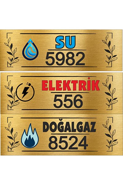 sıradışıhediyem Electricity, Water, Natural Gas Subscriber Numbers Printed Metal Plate Elite Model