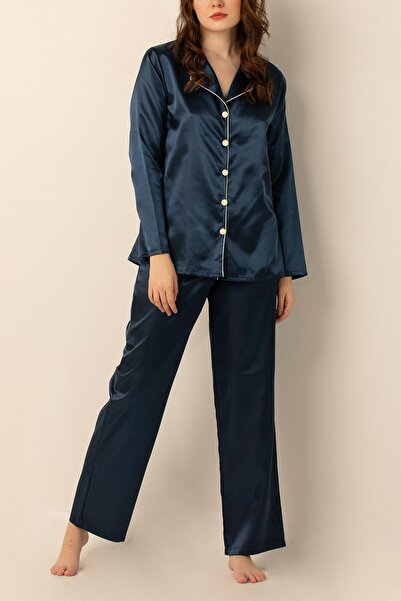 kingspearl Hosszú ujjú szatén pizsama szett