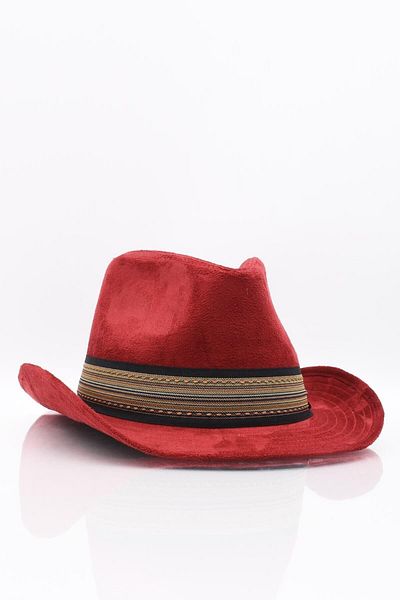 Külah Men's Fedora Cowboy Hat Nubuck-burgundy