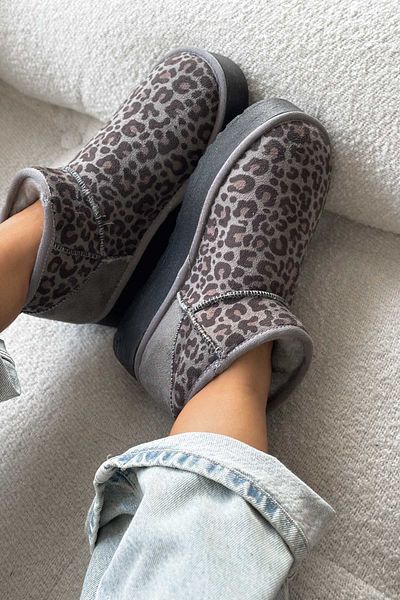 Shoebutik Šedé muffinové leopardí boty