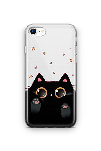 Space Star iPhone 6 Plus ve 6s Plus Uyumlu Tatlı Siyah Kedi Tasarım Baskılı Ş...