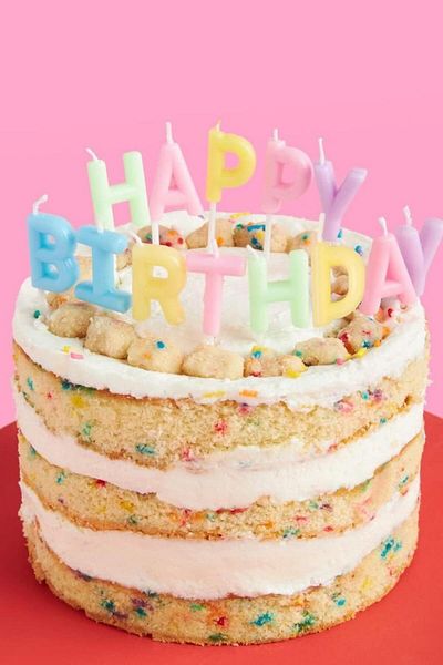 Le Mabelle Multicolored Macaron Happy Birthday Letter Candle Set