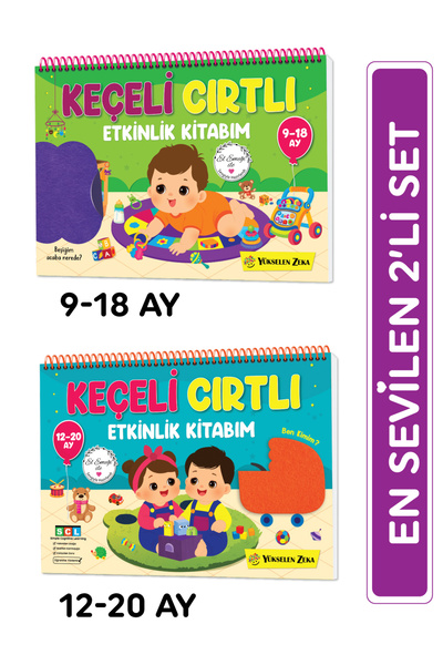 yükselen zeka Cırt Cırtlı - Keçeli Etkinlik Kitabım 2'li Set (9-18 AY, 12-20 AY)