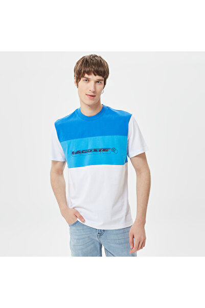 Lacoste Erkek Relaxed Fit Bisiklet Yaka Renk Bloklu Mavi T-Shirt