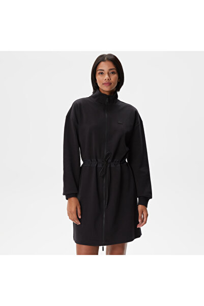 Lacoste Kadın Loose Fit Uzun Kollu Dik Yaka Siyah Elbise