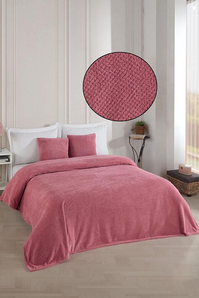 LADYNİL Wellsoft Double Bedspread - Blanket 220X230Cm with 2 Throw Pillowcases 45X45Cm