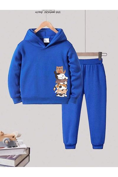 BENROMA Set de trening pentru copii unisex - imprimat cu pisici, mucegai supradimensionat
