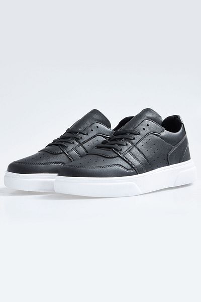 TOMMY LIFE Smoked Laced Perforated Faux Leather Men's Sports Shoes - 89110