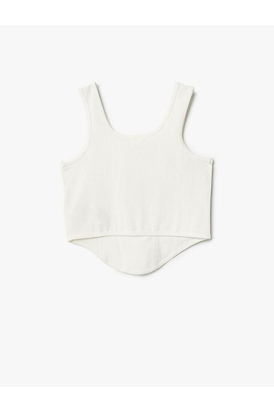 Koton Crop Athlete Strap Rundhals Gerippte Baumwolle