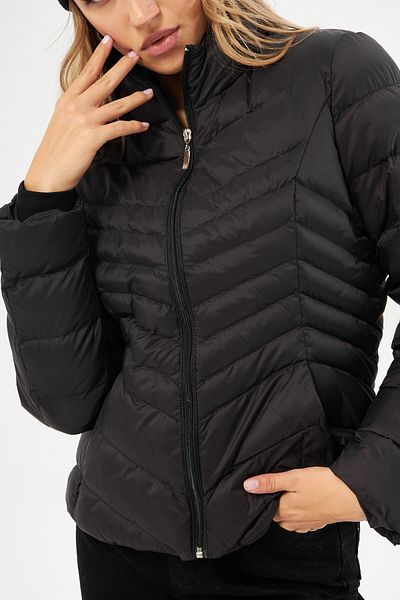 The Champ Clothing Goose Feather Filled Stand Collar Women's Black Puffer Jacket