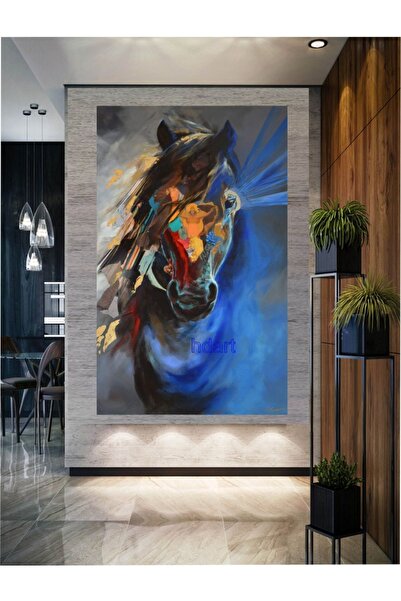 TosbArt Soyut Koşan At Kanvas Tablo Tablosu Tabloları Dev Boyut Salon Oda Ofis Cafe Duvar Dekoru