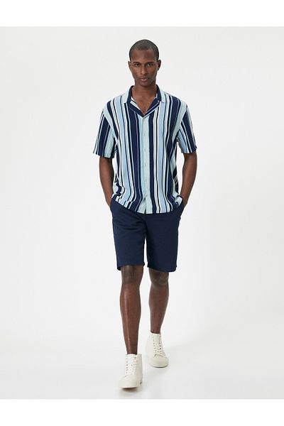 Koton Turn-Down Collar Viscose Fabric Short Sleeve Summer Shirt