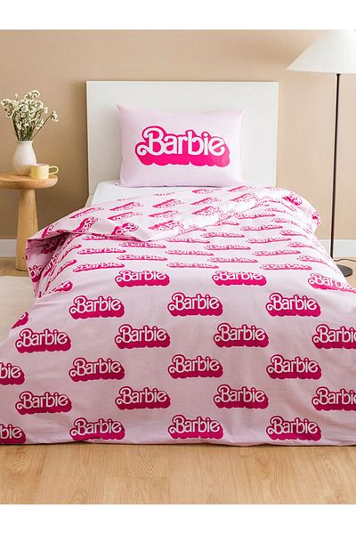 LC Waikiki Pink Printed Barbie Printed Single Bedding Set