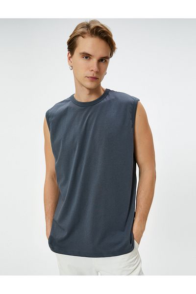 Koton Ärmelloses Basic-T-Shirt aus Baumwolle mit Rundhalsausschnitt