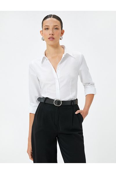 Koton Slim Fit košile s dlouhým rukávem, klasickým výstřihem