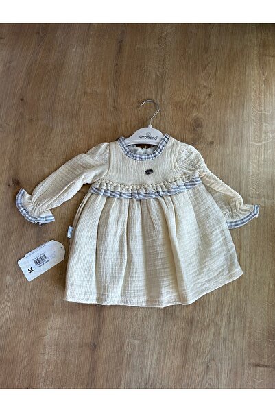 seromino Bej rengi müslin elbise çocuk