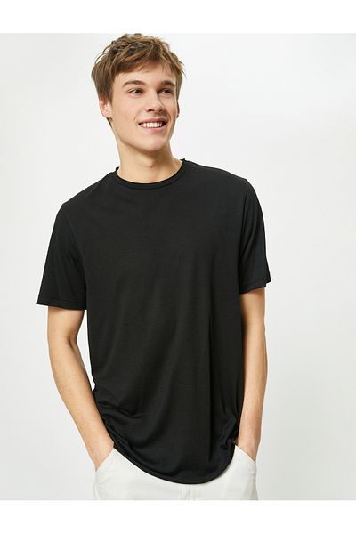 Koton Βασικό T-Shirt με λαιμόκοψη με κοντό μανίκι βισκόζη