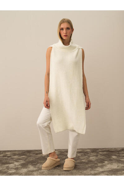Xint Kadın Ekru Regular Fit Triko Yün Pelerin