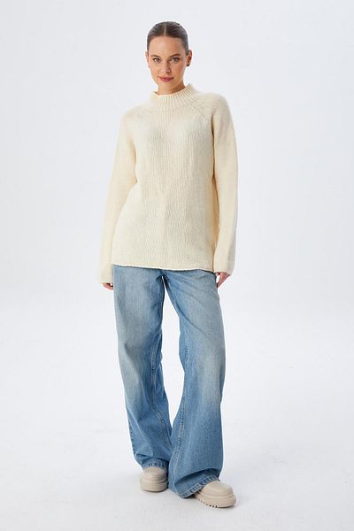 Mixray 6849 Model Natural Seamless Stand Collar Women's Knitwear Sweater