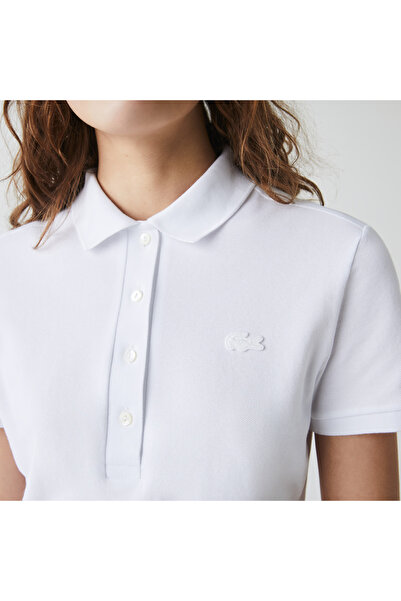 Lacoste Kadın Slim Fit Kısa Kollu Polo Yaka Beyaz Elbise