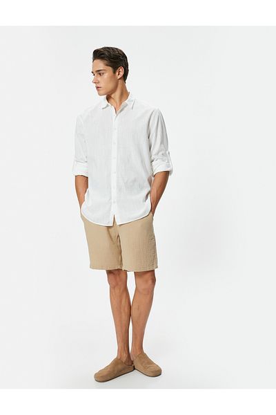 Koton Muslin Bermuda Shorts Waist Lace Pocket Detailed Cotton