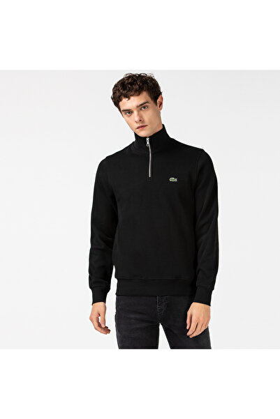 Lacoste Erkek Classic Fit Yarım Fermuarlı Siyah Sweatshirt