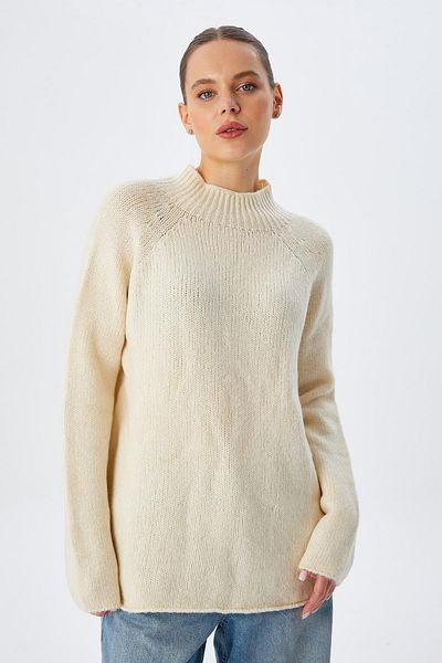 Mixray 6849 Model Natural Seamless Stand Collar Women's Knitwear Sweater