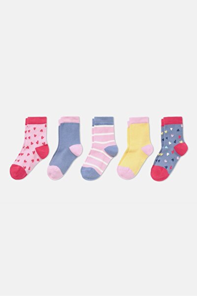 Tchibo Kids Girl 5 Pairs Printed Socks Set, Multicolor