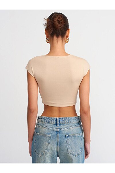 Dilvin 30528 DILVIN - Crop Top από βαμβακερό και Modal Mix