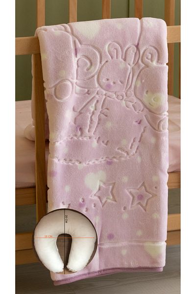 Dinarsu Embos Baby Blanket with Neck Pillow and Gift Box