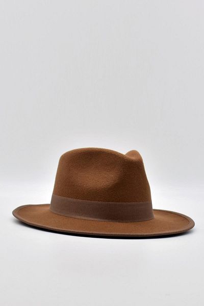 Külah Vintage Men's Fedora Trilby Hat Panama British Trilby Cap Tan
