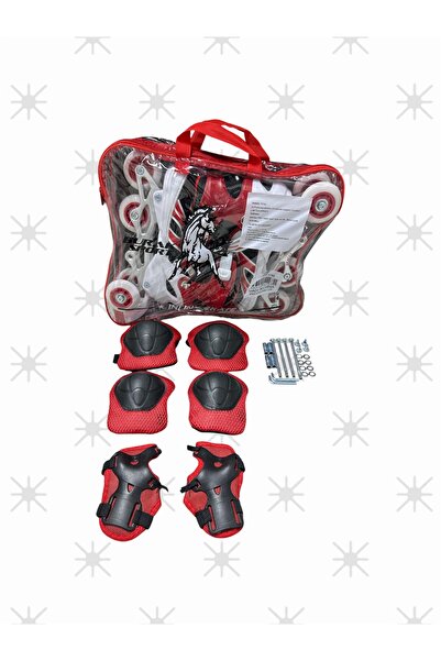 CANSPORT Adjustable (2+2) Metal Body Silicone Wheels Lighted Children's Skating and Protection Set