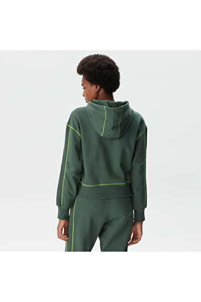 Lacoste Kadın Relaxed Fit Kapüşonlu Renk Bloklu Haki Sweatshirt
