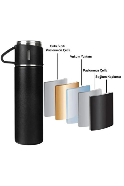 HaLVeY 3'lü Termos Bardak Seti Mavi Renk