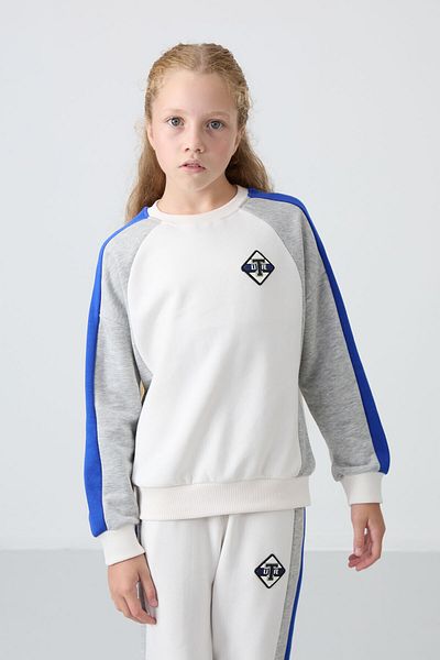 TOMMY LIFE Ecru Cotton Furry Soft Tracksuit Set for Girls - Printed, Standard Fit - 75165