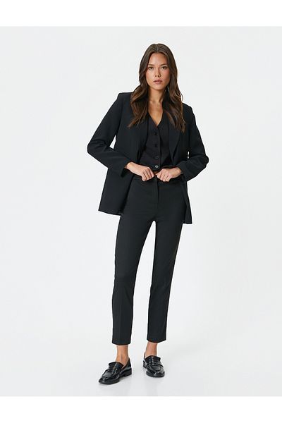 Koton Cigarette Fabric Trousers High Waist with Pocket Detail